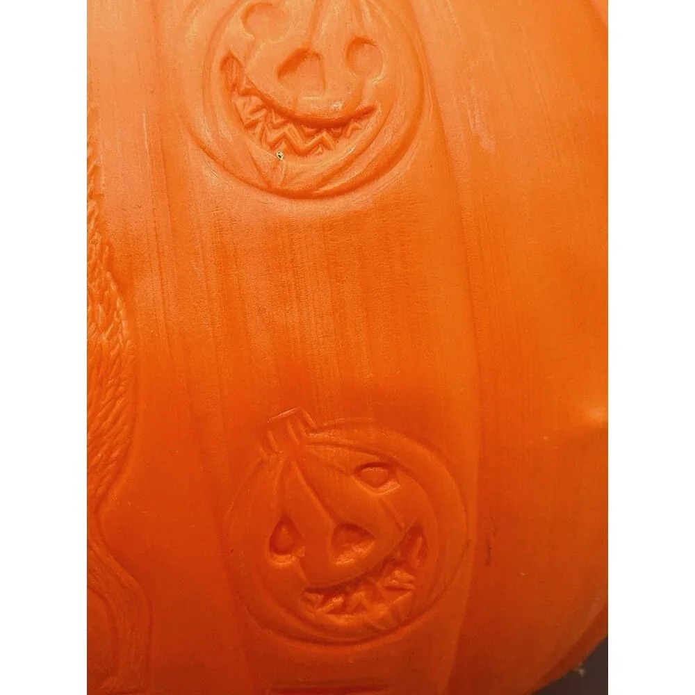 AJ Renzi Halloween Blow Mold Trick Or‎ Treat Pumpkin Cat Bucket 2 Sided Vintage
